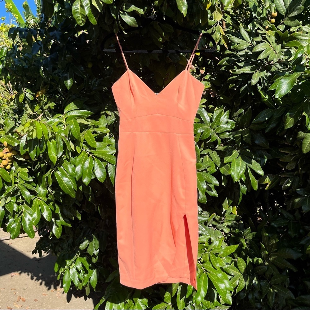 House of CB peach pink orange sleeveless mini dress